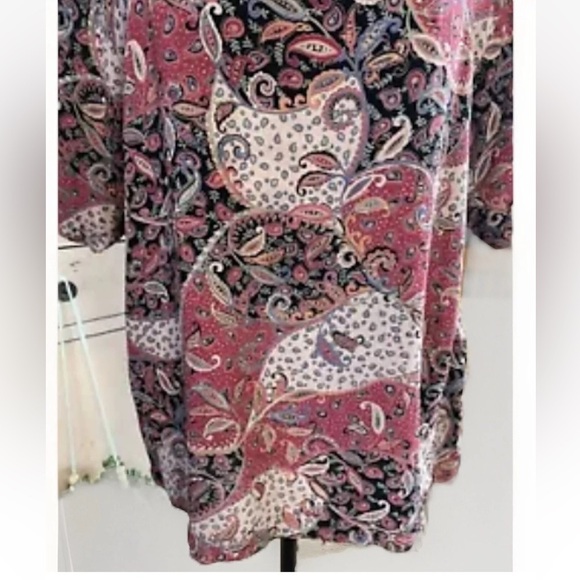 Vintage Karen Kane Red Size 12 Top Paisley Short Sleeve Made In USA Party Travel - Picture 5 of 9